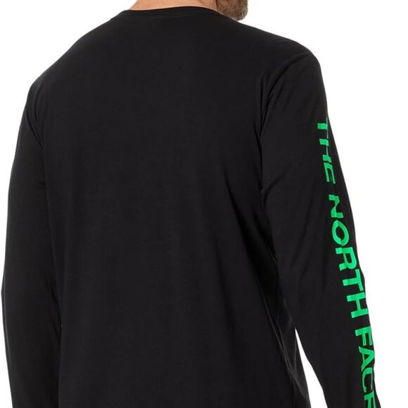 The North Face Cotton Long Sleeve Hit Graphic Tee Black Green - Picture 2 of 7